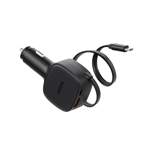 Bazic GoDrive Loop 84 1 Port USB-C and 1-Port USB-A With USB-C Retractable Cable 75CM - Black