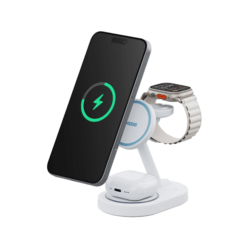 Bazic GoMag Station 2 3 in 1 Wireless Charger With Apple Watch & Airpods Charging - White