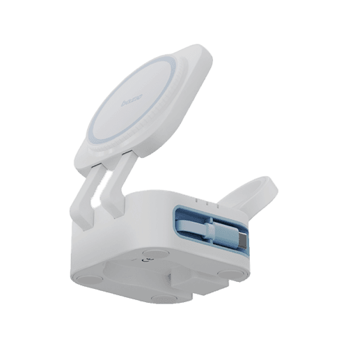 Bazic GoMag Station Mini 3 in 1 Foldable Magnetic Wireless Charger With Apple Watch & Airpods Charging - White