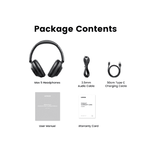Ugreen Hi Tune Max5 Hybrid Active Noise Cancellation Headphone - Black