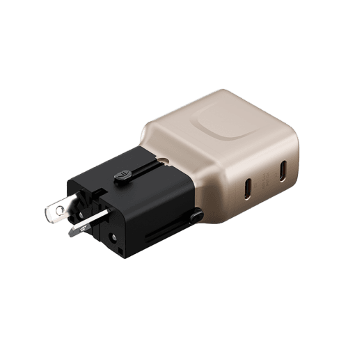 Energea TravelGo 2 Port USB-C 45W PD Travel Adapter - Gold Black
