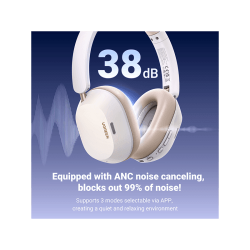 Ugreen Hi Tune Max 5c Hybrid Active Noise Cancellation Headphone - White