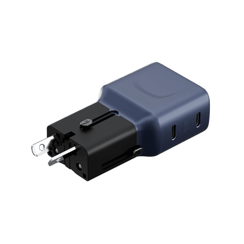 Energea TravelGo 2 Port USB-C 45W PD Travel Adapter - Blue Black