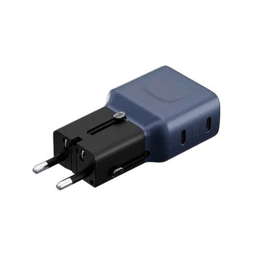 Energea TravelGo 2 Port USB-C 45W PD Travel Adapter - Blue Black