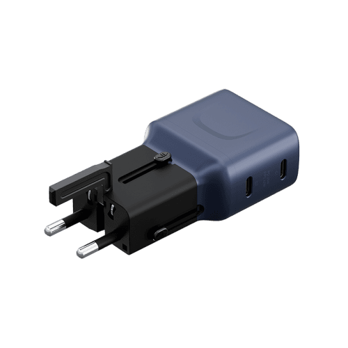 Energea TravelGo 2 Port USB-C 45W PD Travel Adapter - Blue Black