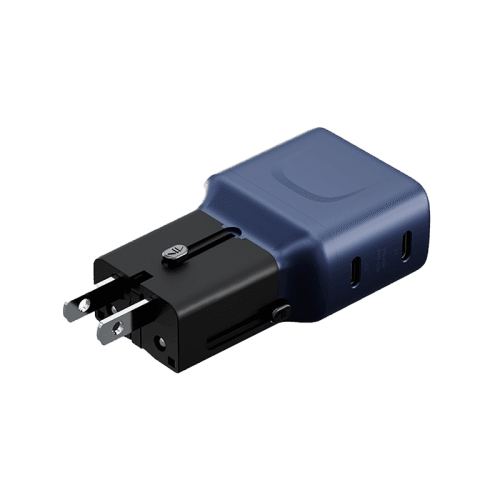 Energea TravelGo 2 Port USB-C 45W PD Travel Adapter - Blue Black