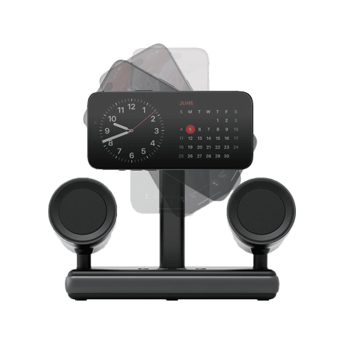 Energea MagAudio Stand 2 IN 1 Wireless Charger With Stereo Speaker - Gunmetal