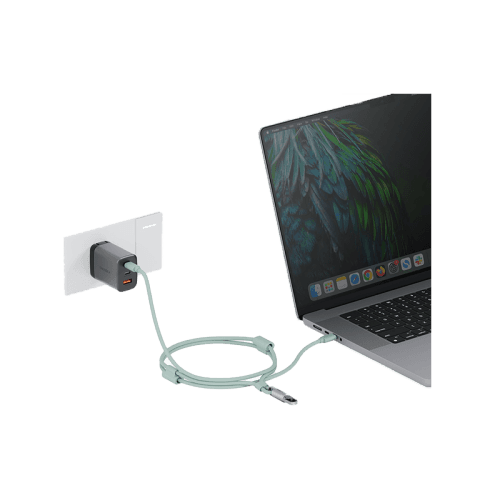 Energea Lasso 2-In-1 USB-C to USB-C 240W 480Mbps Lanyard With Charging Cable 1.5M - Sage