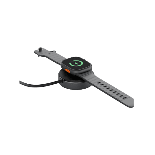 Energea MagDuo Arc 2 In 1 MagSafe Charger With Apple Watch Charger With Retractable USB-C Cable - Gunmetal