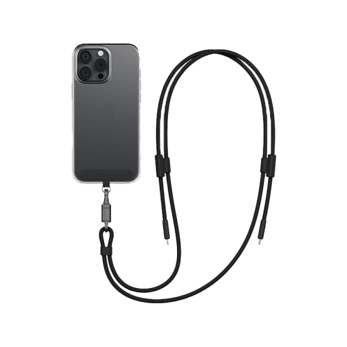 Energea Lasso 2-In-1 USB-C to USB-C 240W 480Mbps Lanyard With Charging Cable 1.5M - Black