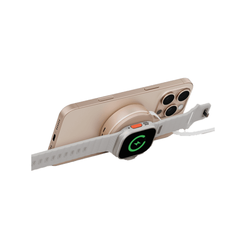 Energea MagDuo Arc 2 In 1 MagSafe Charger With Apple Watch Charger With Retractable USB-C Cable - Gold