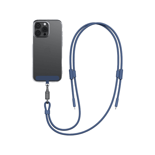 Energea Lasso 2-In-1 USB-C to USB-C 240W 480Mbps Lanyard With Charging Cable 1.5M - Blue