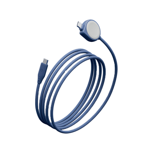 Energea Flow Duo 2-In-1 USB-C to USB-C With Apple Watch Charger 480Mbps 60W Cable 1.5M - Blue