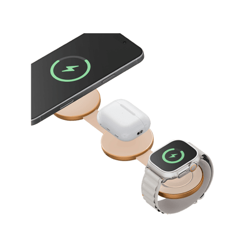Energea AluMag Trio 3 in 1 Foldable 15W Wireless Charger - Orange