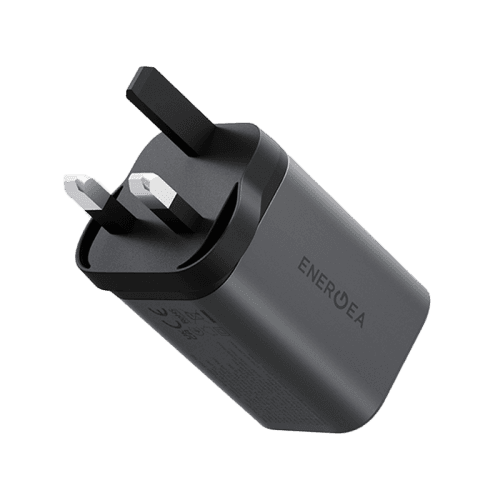 Energea Ampcharge Mini 2-Port USB-C and 1-Port USB-A 100W GaN Wall Charger - Gunmetal
