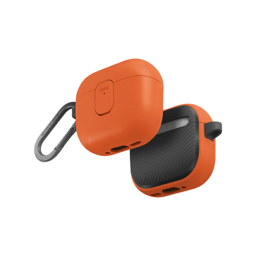 Uniq Clyde Lock Case for Airpods 4th Gen - Volt Orange & Charcoal