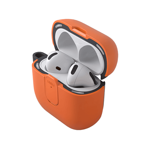 Uniq Clyde Lock Case for Airpods 4th Gen - Volt Orange & Charcoal