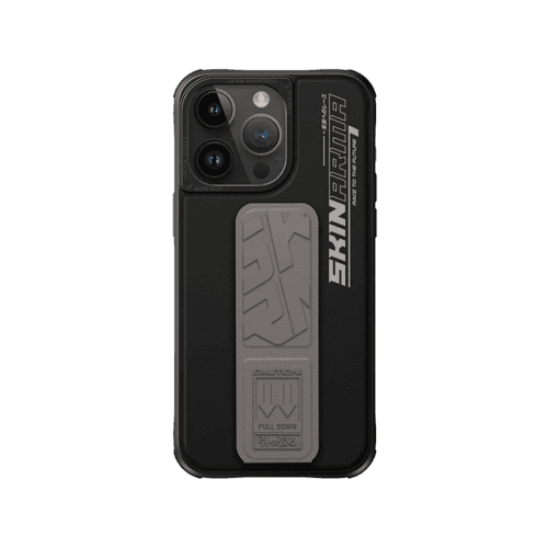 SkinArma Slate Grip-Stand Case for iPhone 15 Pro - Grey