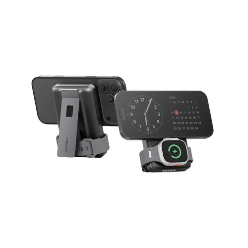 Energea MagPac Pro 35s With MagSafe Compatible Semi Solid State Power Bank With Built-in Cable and Stand 10000mAh - Gunmetal / Black
