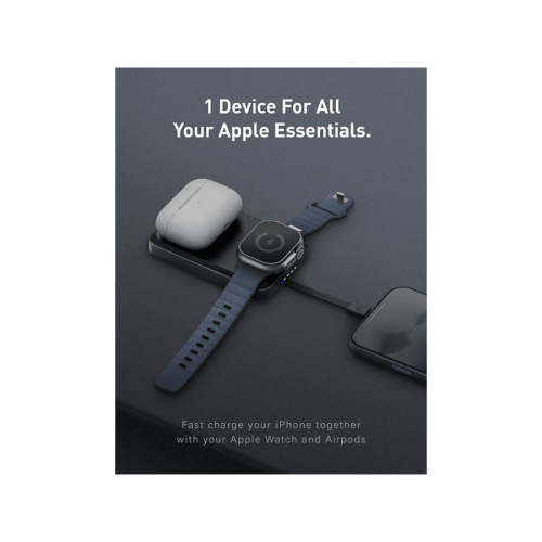 Energea MagPac Pro 35s With MagSafe Compatible Semi Solid State Power Bank With Built-in Cable and Stand 10000mAh - Gunmetal / Black