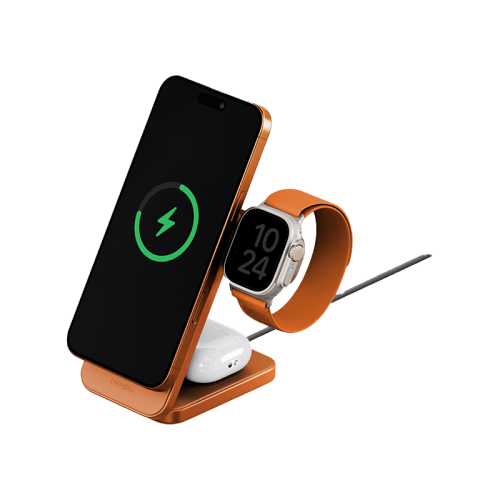 Energea MagTrio2 3 in 1 Foldable Magnetic Fast Wireless Charger - Orange