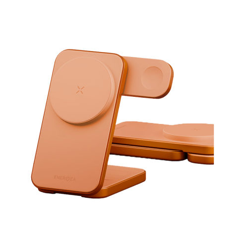 Energea MagTrio2 3 in 1 Foldable Magnetic Fast Wireless Charger - Orange