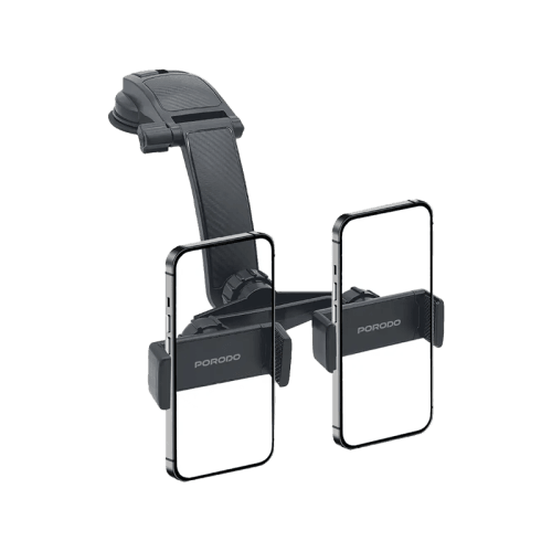 Porodo 360° Rotatable Car Dual Phone Holder – Black