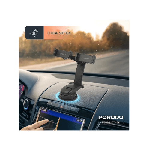 Porodo 360° Rotatable Car Dual Phone Holder – Black