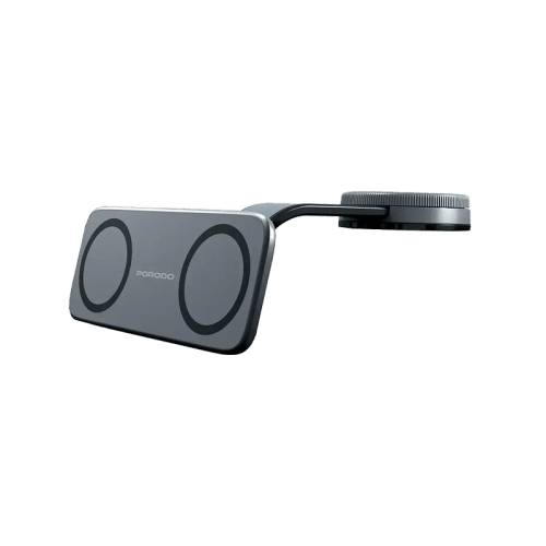 Porodo 360° Rotatable Vacuum & Adhesive Magnetic Car Dual Phone  Holder - Black
