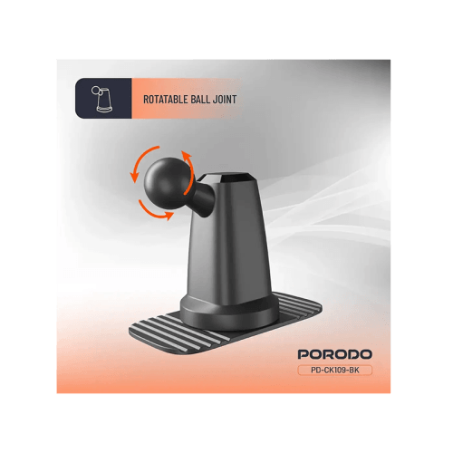 Porodo 360° Rotatable Vacuum & Adhesive Magnetic Car Dual Phone  Holder - Black