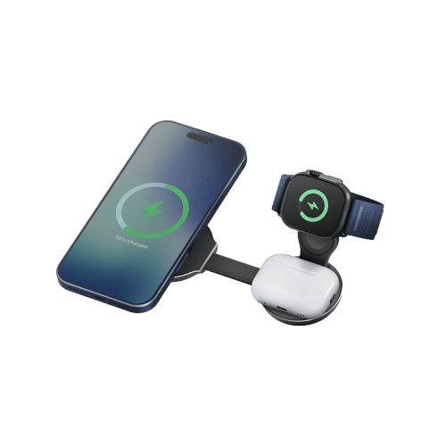 Energea AluMag Trio-2 3 in 1 Foldable 25W Wireless Charger - Gunmetal