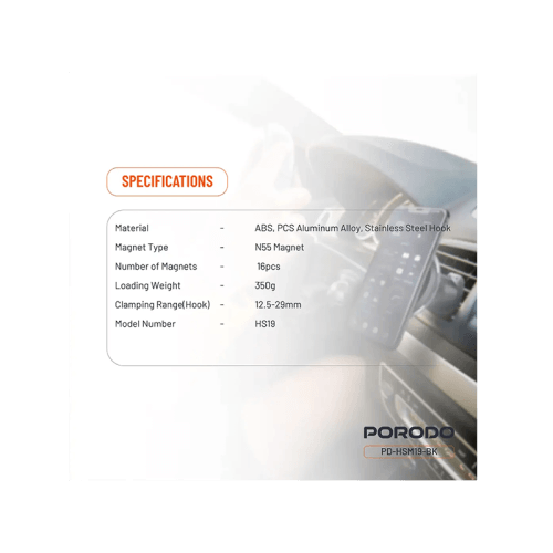 Porodo 2 In 1 Magsafe Car Mount - Black