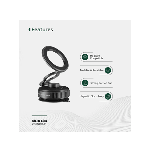 Green Lion GX-40 MagSafe Suction Phone Holder - Black
