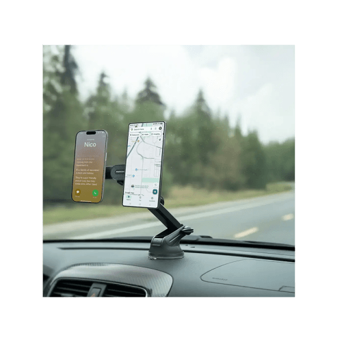 Porodo Dax-L Dual MagSafe Car Phone Mount with Adjustable Telescopic Arm - Black