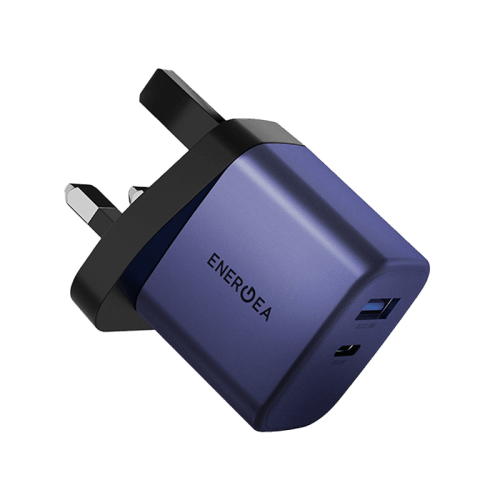 Energea Ampcharge 45 AVS 1-Port USB-C and 1-Port USB-A 45W with 60W Max Wall Charger - Indigo Blue