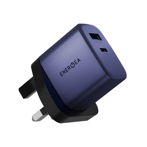 Energea Ampcharge 45 AVS 1-Port USB-C and 1-Port USB-A 45W with 60W Max Wall Charger - Indigo Blue