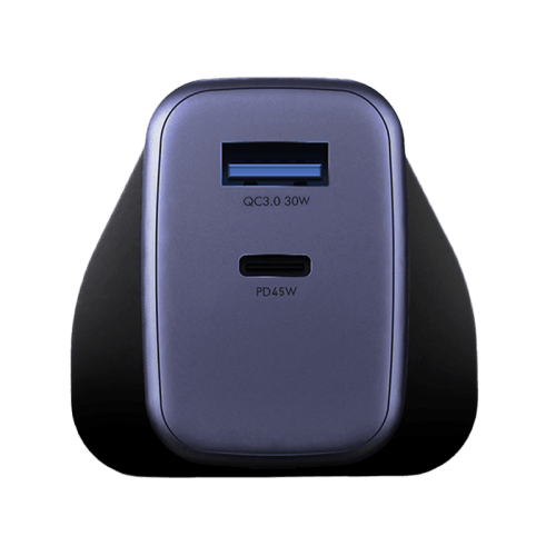 Energea Ampcharge 45 AVS 1-Port USB-C and 1-Port USB-A 45W with 60W Max Wall Charger - Indigo Blue