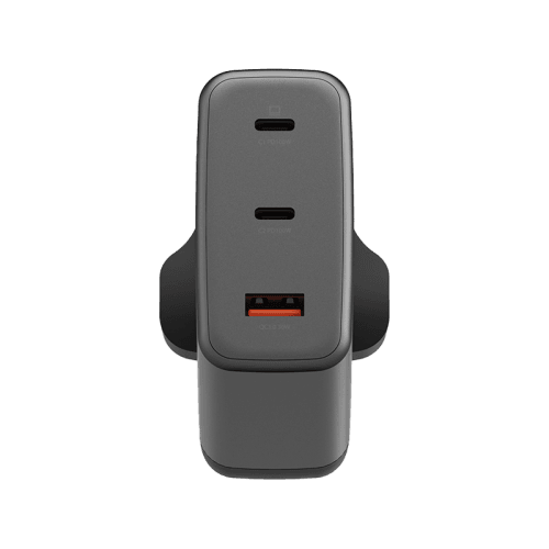 Energea Ampcharge 2-Port USB-C & 1-Port USB-A 100W GaN Wall Charger - Gunmetal