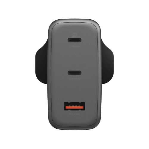 Energea Ampcharge 2-Port USB-C & 1-Port USB-A 100W GaN Wall Charger - Gunmetal