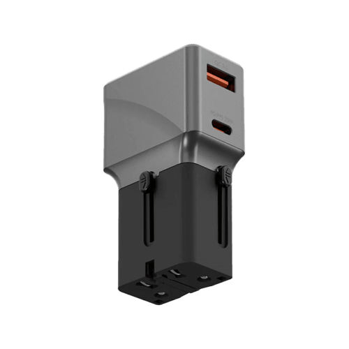 Energea TravelWorld 1-Port USB-C and 1-Port USB-A 25W PD Travel Adapter - Gunmetal Black