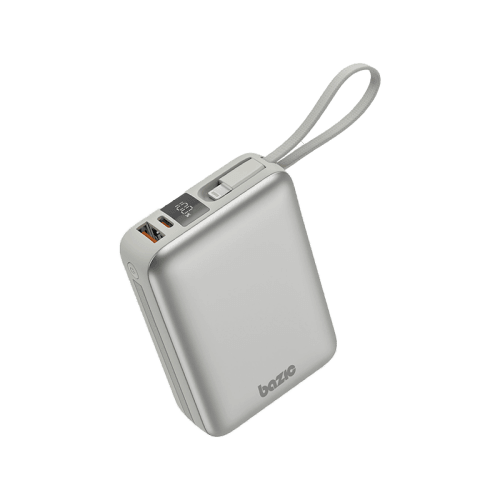 Bazic GoPower Fusion Mini 20K 3 in 1 Power Bank 20000mAh With Build in USB-C & Lightning Cable - Pebble