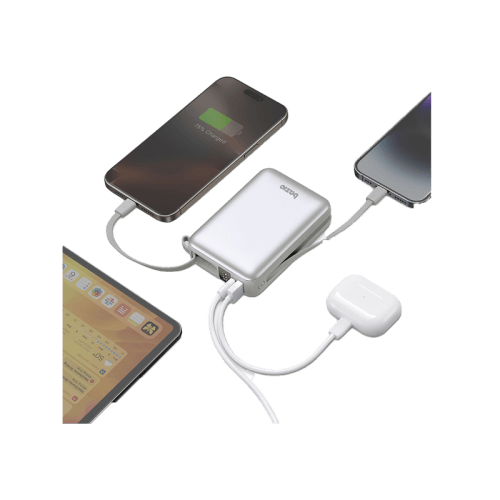 Bazic GoPower Fusion Mini 20K 3 in 1 Power Bank 20000mAh With Build in USB-C & Lightning Cable - Pebble