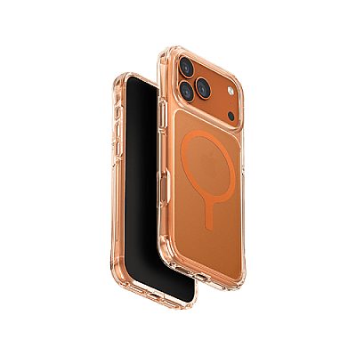 Uniq Hybrid Lifepro Xtreme MagSafe case for iPhone 17 Pro - Frost Clear / Volt Orange