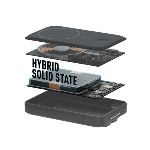Energea MagPac Pro 35s With MagSafe Compatible Semi Solid State Power Bank With Built-in Cable and Stand 10000mAh - Gunmetal / Black
