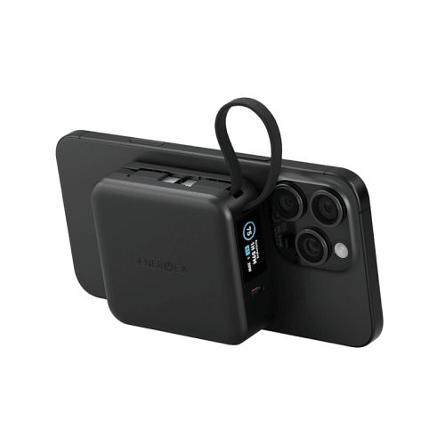 Energea Magpac Mini Plus Wireless Power Bank 10000mAh With Build in USB-C Cable & Display - Black