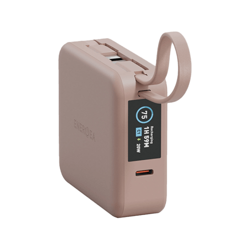 Energea Magpac Mini Plus Wireless Power Bank 10000mAh With Build in USB-C Cable & Display - Pink