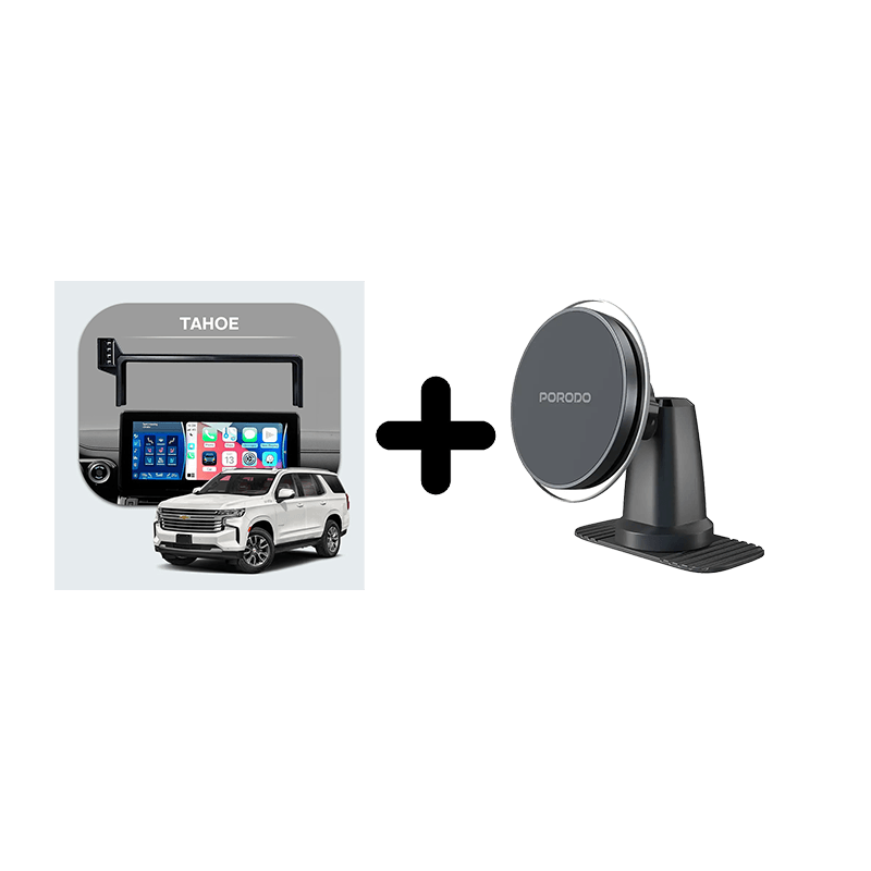 Bundle - Car Mount Screen Frame for Tahoe (2021-2024) + Porodo 2 In 1 Magsafe Car Mount - Black