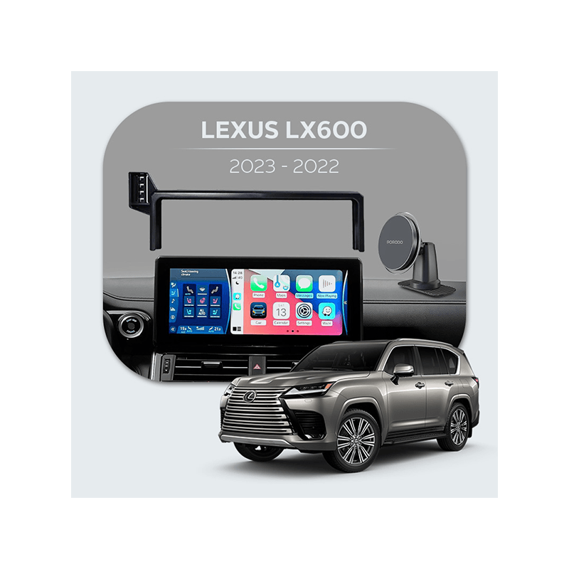 Bundle - Car Mount Screen Frame for  Lexus LX600 (2022 - 2023) + Porodo 2 In 1 Magsafe Car Mount - Black