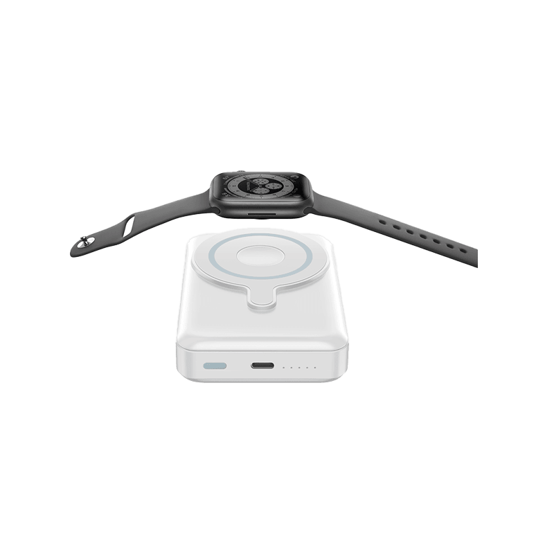 Bazic GoPower MagSafe Compatible Power Bank With Built In Apple Watch Charger 10000mAh - White