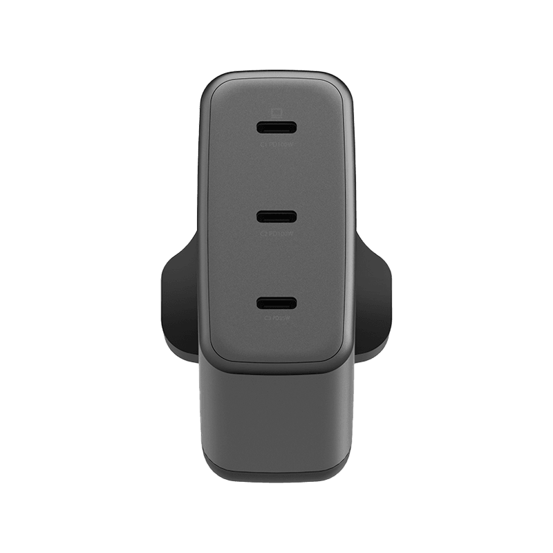 Energea Ampcharge 3-Port USB-C  100W GaN Wall Charger - Gunmetal